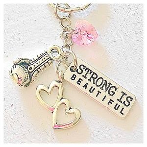 Personalized Strong is Beautiful Silver Keychain